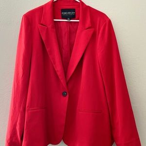 Red Cotton Blazer by Forever 21